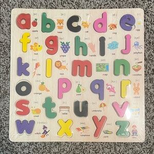 Colorful Wooden ABC Puzzle Board – Educational Letter Matching (Multicolor)